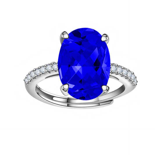 Luckacco 925 Sterling Silver Oval 4ct Lab Diamond Ring for Women β Sparkling Engagement Wedding Band Big Stone Bridal Jewelry Rings