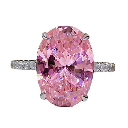 Luckacco 925 Sterling Silver Oval 4ct Lab Diamond Ring for Women β Sparkling Engagement Wedding Band Big Stone Bridal Jewelry Rings