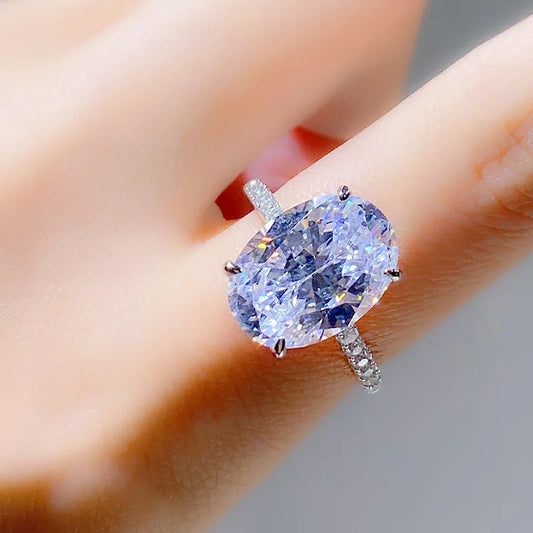 Luckacco 925 Sterling Silver Oval 4ct Lab Diamond Ring for Women β Sparkling Engagement Wedding Band Big Stone Bridal Jewelry Rings