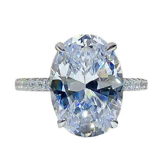 Luckacco 925 Sterling Silver Oval 4ct Lab Diamond Ring for Women β Sparkling Engagement Wedding Band Big Stone Bridal Jewelry Rings