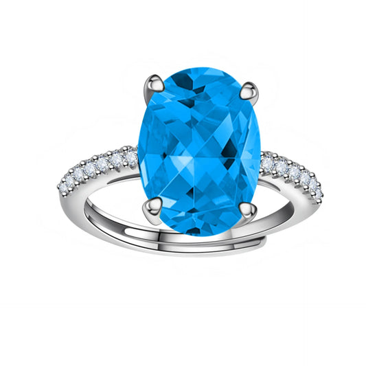 Luckacco 925 Sterling Silver Oval 4ct Lab Diamond Ring for Women β Sparkling Engagement Wedding Band Big Stone Bridal Jewelry Rings