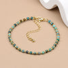 Luckacco 1pc 3mm Natural Turquoise and Seed Beads Bracelet with Brass Clasp for Daily Wear Birthday Stone Mother's Day Gift