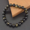 Luckacco Natural Golden Obsidian Stone Beads Bracelet Men Women Golden Light Rainbow Obsidian Tourmaline Wealth Money Round Jewelry Gift