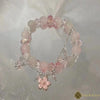 Luckacco New Fashion Y2K Sweet Cherry Blossom Bracelet For Women Exquisite Elegant Flower Crystal Beaded Bracelet Girl Party Jewelry Gift