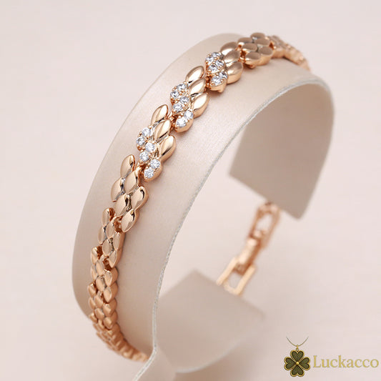 Luckacco Kinel Fashion 585 Rose Gold Color Bracelet For Women Luxury Natural Zircon Bride Fine Wedding Daily Fine Jewelry 2022 New