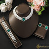Luckacco 4PC Women's Fashion Light Luxury Short Style Imitation Pearl Turquoise Necklace Earrings Bracelet Jewelry Set Party Festival Gif