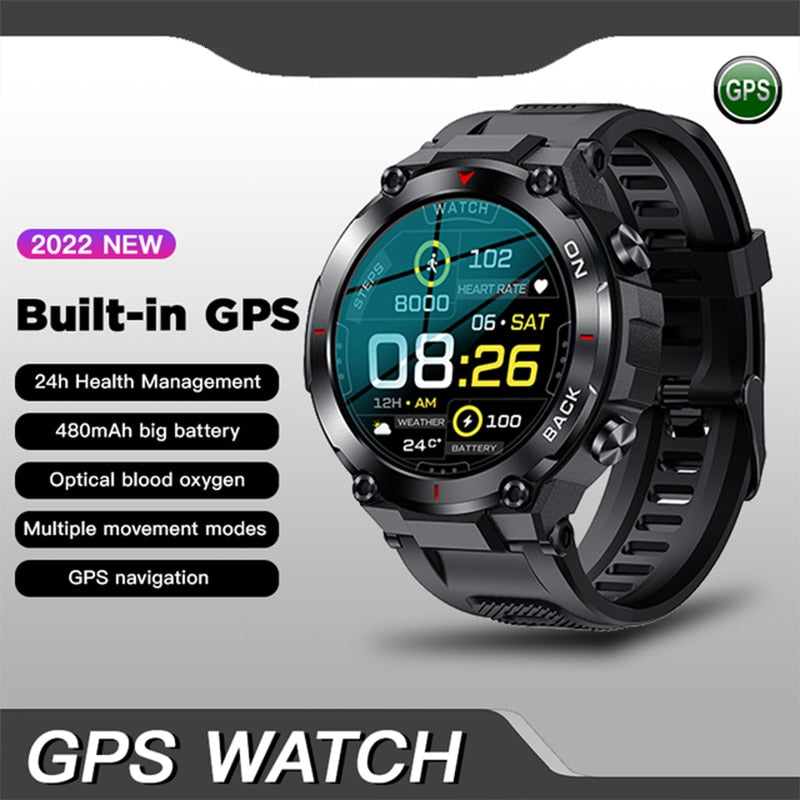 LIGE GPS Smart Watch Men 2023 NEW Outdoor Sports Watches Waterproof Fitness 24-hour Heartrate Blood Oxygen Monitor Smartwatch - luckacco