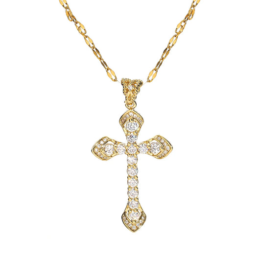 Luckacco Religious Cross Necklace For Women Men Stainless Steel Chain Necklaces Christian Pendant Collar Pray Baptism Christmas Gift
