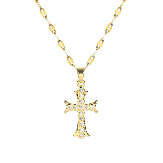 Luckacco Religious Cross Necklace For Women Men Stainless Steel Chain Necklaces Christian Pendant Collar Pray Baptism Christmas Gift