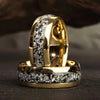 Luckacco Fashion 8mm Men Stainless Steel Rings Inlay Meteorite Abalone Shell Rings For Men Women Wedding Engagement Band Jewelry Gift