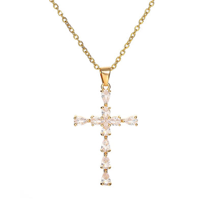 Luckacco Religious Cross Necklace For Women Men Stainless Steel Chain Necklaces Christian Pendant Collar Pray Baptism Christmas Gift