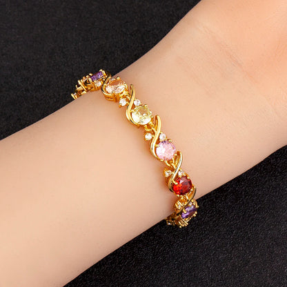 Luckacco Nidin Elegant Aesthetic Pave Shiny Crystal Zircon Charm Chain Bracelets 2 Colors For Women Light Luxury Bangle Jewelry Fine Gift
