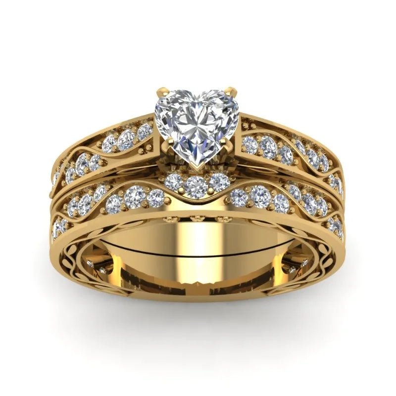 luckacco fashion couple rings luxury gold color women rhinestones zircon rings set men stainless steel celtic dragon ring wedding jewelry