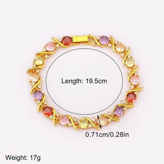Luckacco Nidin Elegant Aesthetic Pave Shiny Crystal Zircon Charm Chain Bracelets 2 Colors For Women Light Luxury Bangle Jewelry Fine Gift