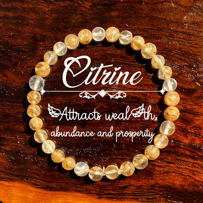 Luckacco 1 pc/Abundance and Prosperity Citrine Bracelet Optimism and Happiness Christmas Gift for Family [Natural Stone Color Random]