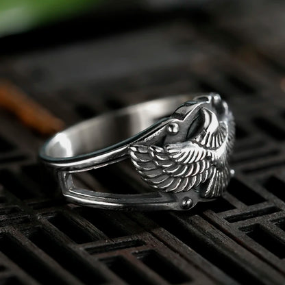 Luckacco Stainless Steel Men Animal Rings Flying Eagle Punk Rock Personality for Male Boyfriend Jewelry Creativity Gift Anel
