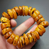 Luckacco Fashion Explosion Natural Amber Beeswax Old Stone Abacus Beaded Bracelet Hand Jewelry Accessory Gift Men Yellow Bangle