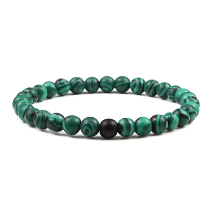 Luckacco Natural Green Malachite Stone Lava Bracelets Women Men Strand Charm Buddha Beads Bracelet Yoga Prayer Handmade Jewelry Gift