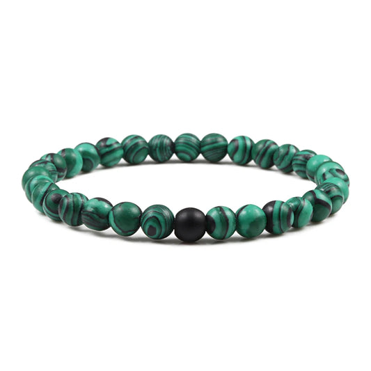 Luckacco Natural Green Malachite Stone Lava Bracelets Women Men Strand Charm Buddha Beads Bracelet Yoga Prayer Handmade Jewelry Gift