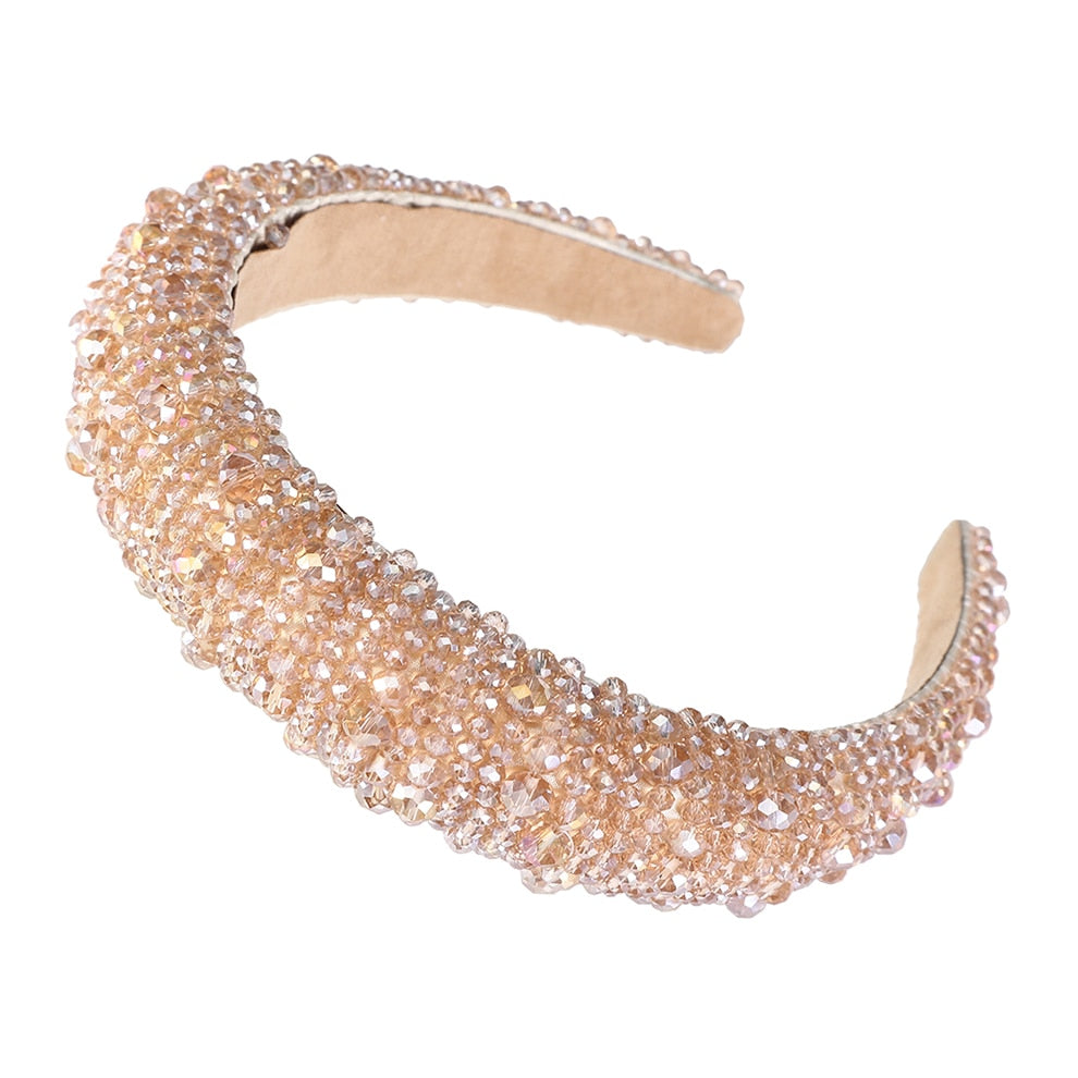 MOLANS Sparkly Padded Rhinestones Headbands for Women Full Crystal Luxurious Hairbands Baroque Diamond Tiara Hair Accessories - luckacco