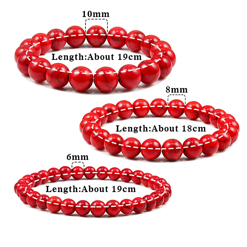 luckacco new 6mm 8mm 10mm red beads bracelets classic elastic stretch natural stone bracelet bangle for women men yoga jewelry