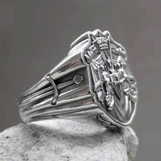 Luckacco Knights Templar Ring from 316LStainless Steel with Red Cross Ring For Man Punk Rock Jewelry Freeshipping Party GiftOSR960