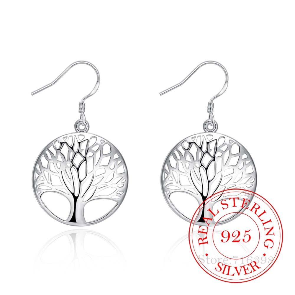 925 Sterling Silver Earring Korean Tassel Vintage Tree of Life Long Dangle Earrings For Women 2020 Engagement Wedding Jewelry - luckacco