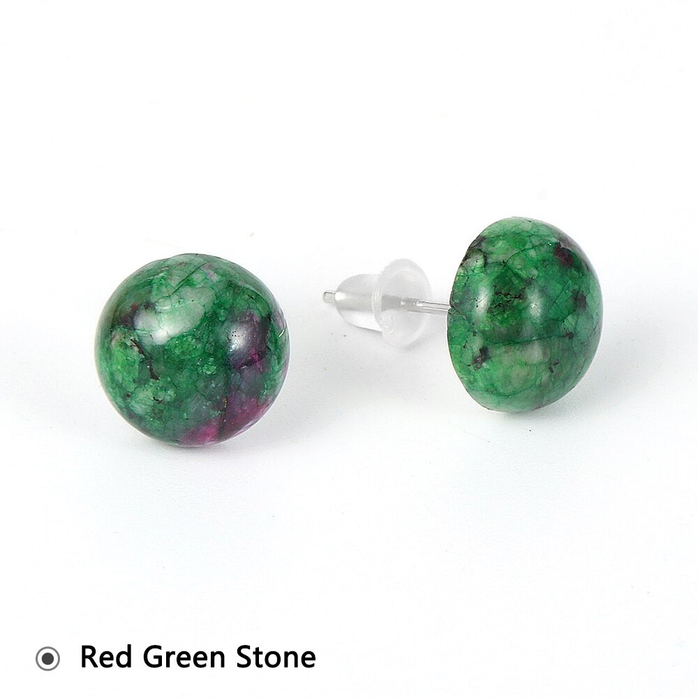 Natural Gemstone Stud Earrings Amethyst Rose Quartz Agate Crystal Earring Jewelry for Womens Girls - luckacco