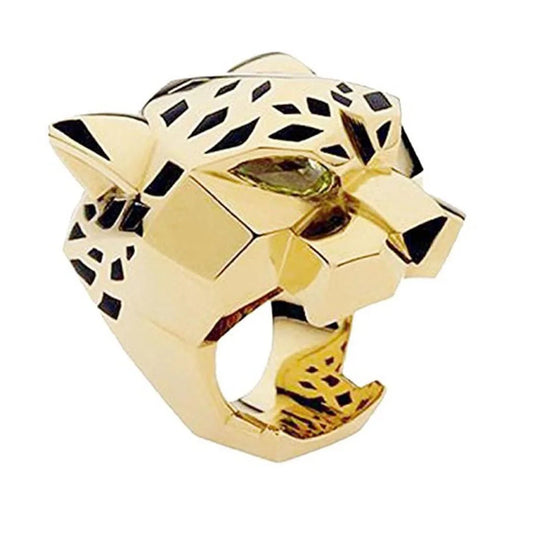 Luckacco High Quality Leopard Man Woman Cocktail Statement Ring Green Zircon Eyes Jewelry Dropship Size 6/7/8/9