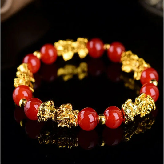 Luckacco Pixiu Bring Wealth Good Luck Bracelet Chinese Fengshui Beast Agate Charm Bracelets Jewelry Lucky Bracelets Drop Shipping