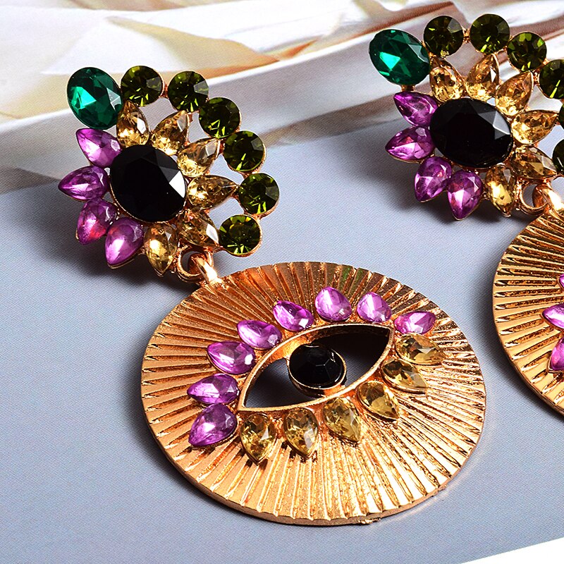 New Statement Colorful Crystal Earring High-quality Long Drop Earrings Fashion Trend Jewelry Accessories For Women Wholesale - luckacco