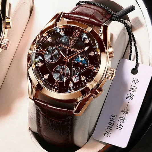 Luckacco POEDAGAR Men Watch New Top Brand Luxury Waterproof Luminous Sport Wristwatch Quartz Military Genuine Leather Relogio Masculino