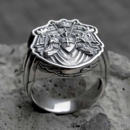Luckacco Knights Templar Ring from 316LStainless Steel with Red Cross Ring For Man Punk Rock Jewelry Freeshipping Party GiftOSR960