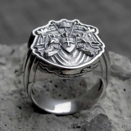 Luckacco Knights Templar Ring from 316LStainless Steel with Red Cross Ring For Man Punk Rock Jewelry Freeshipping Party GiftOSR960