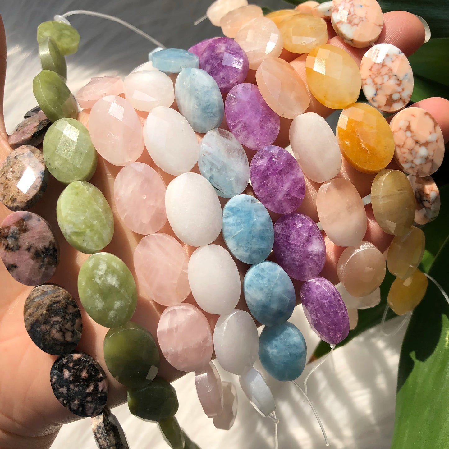 luckacco natural faceted turquoises agates jades snakeskin jaspers stone oval round shape bead for jewelry making diy bracelet accessorie