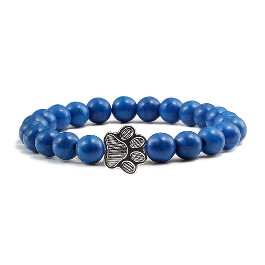 Luckacco Men Natural Black Lava Stone Bracelet Cat Paw Blue Pine Beaded Bracelets Bangles Energy Women Yoga Fashion Couple Jewelry Gifts