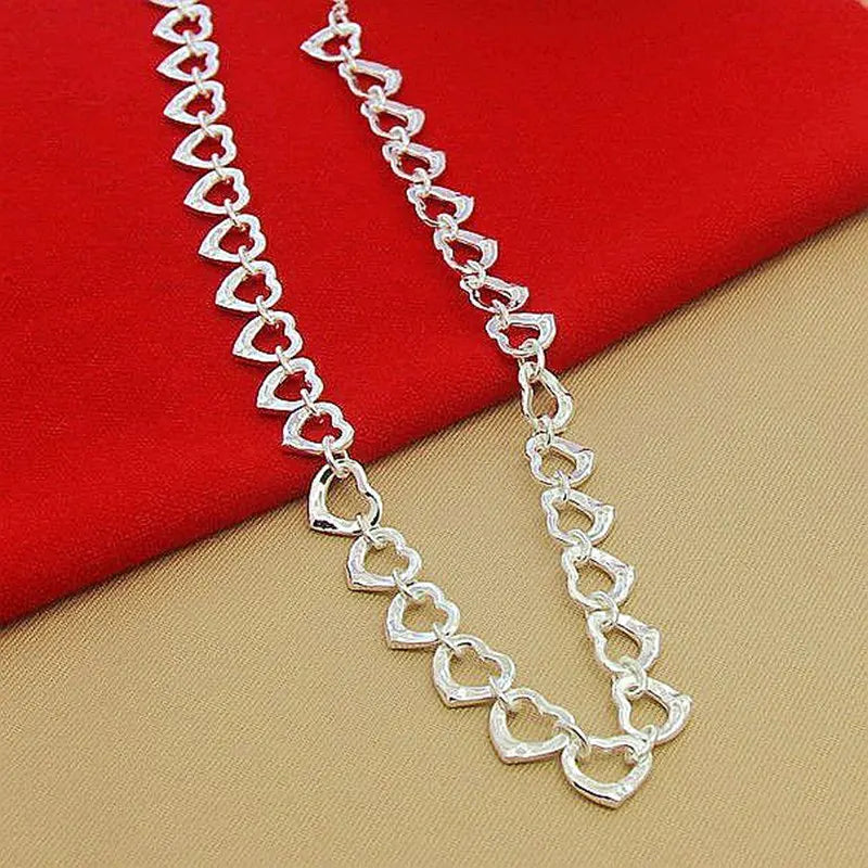 luckacco 925 silver necklace fashion full small heart charm necklaces beautiful jewelry women female birthday gift