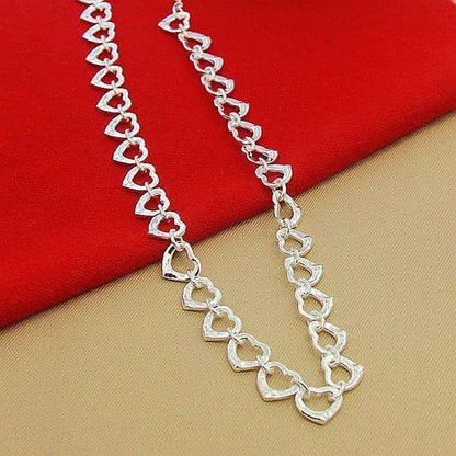 Luckacco 925 Silver Necklace Fashion Full Small Heart Charm Necklaces Beautiful Jewelry Women Female Birthday Gift