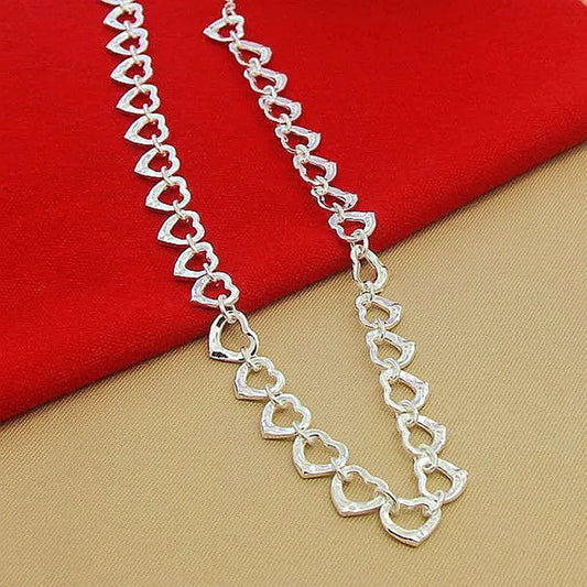 Luckacco 925 Silver Necklace Fashion Full Small Heart Charm Necklaces Beautiful Jewelry Women Female Birthday Gift