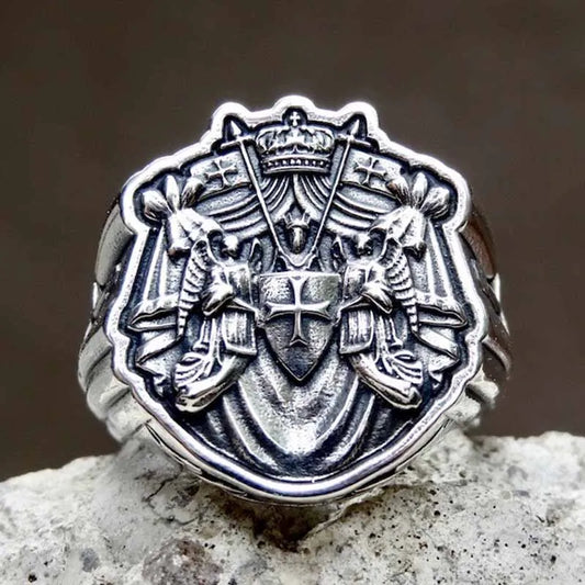 Luckacco Knights Templar Ring from 316LStainless Steel with Red Cross Ring For Man Punk Rock Jewelry Freeshipping Party GiftOSR960