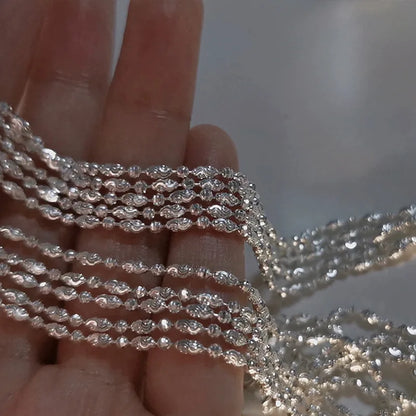 Luckacco 925 Sterling Silver Sparkling Clavicle Chain Choker Necklace For Women Fine Jewelry Wedding Party Birthday Gift
