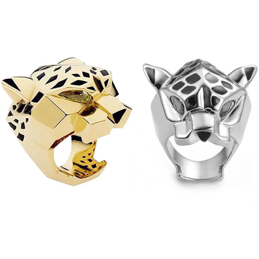 Luckacco High Quality Leopard Man Woman Cocktail Statement Ring Green Zircon Eyes Jewelry Dropship Size 6/7/8/9