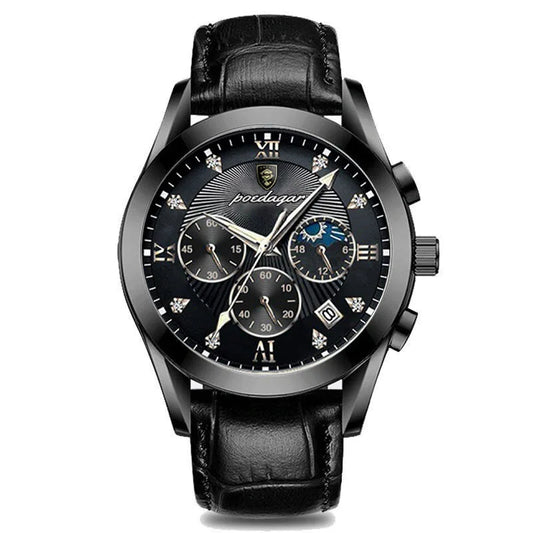 Luckacco POEDAGAR Men Watch New Top Brand Luxury Waterproof Luminous Sport Wristwatch Quartz Military Genuine Leather Relogio Masculino