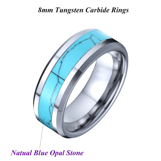 Luckacco Men's Damascus Ring Tungsten Fashion Jewelry Unique High Quality Handmade Wedding Bands Couples Rings For Men Male Boys