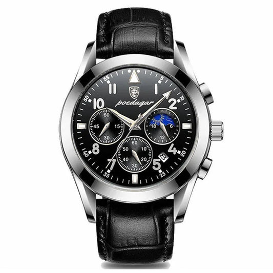 Luckacco POEDAGAR Men Watch New Top Brand Luxury Waterproof Luminous Sport Wristwatch Quartz Military Genuine Leather Relogio Masculino