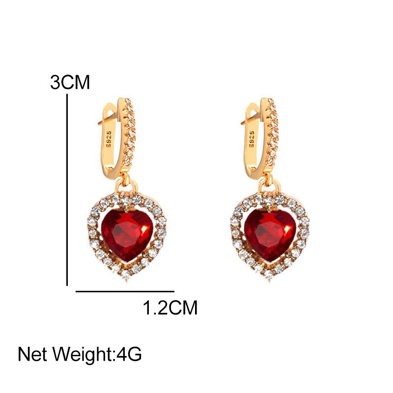 Flatfoosie Fashion CZ Cherry Butterfly Drop Earrings For Women Multicolor Heart Geometric Crystal Earring Wedding Jewelry Gifts - luckacco
