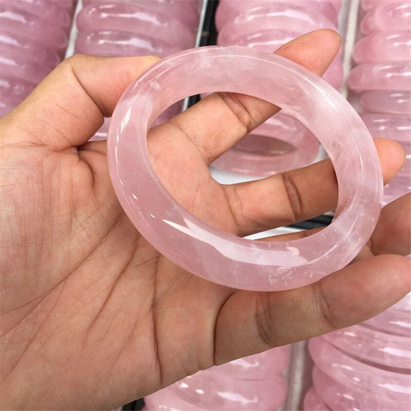 1 Pcs 55-58 mm circle shaped good quality natural rose quartz crystal bracelet - luckacco