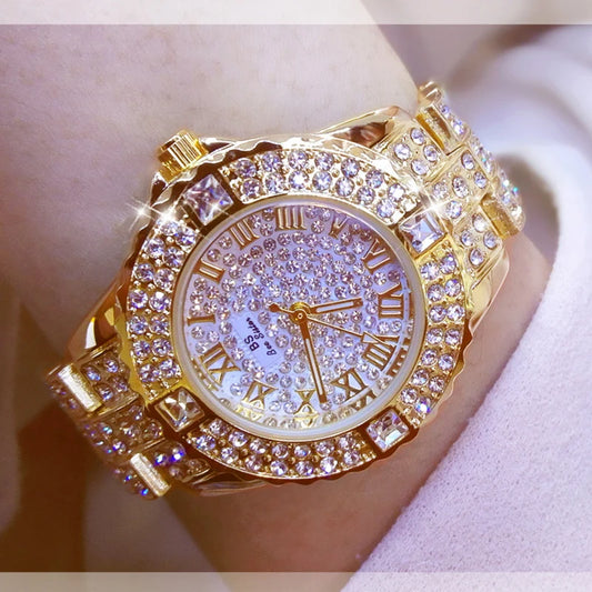 Luckacco Women Watches Diamond Gold Watch Ladies Wrist Watches Luxury Brand Rhinestone Women's Bracelet Watches Female Relogio Feminino