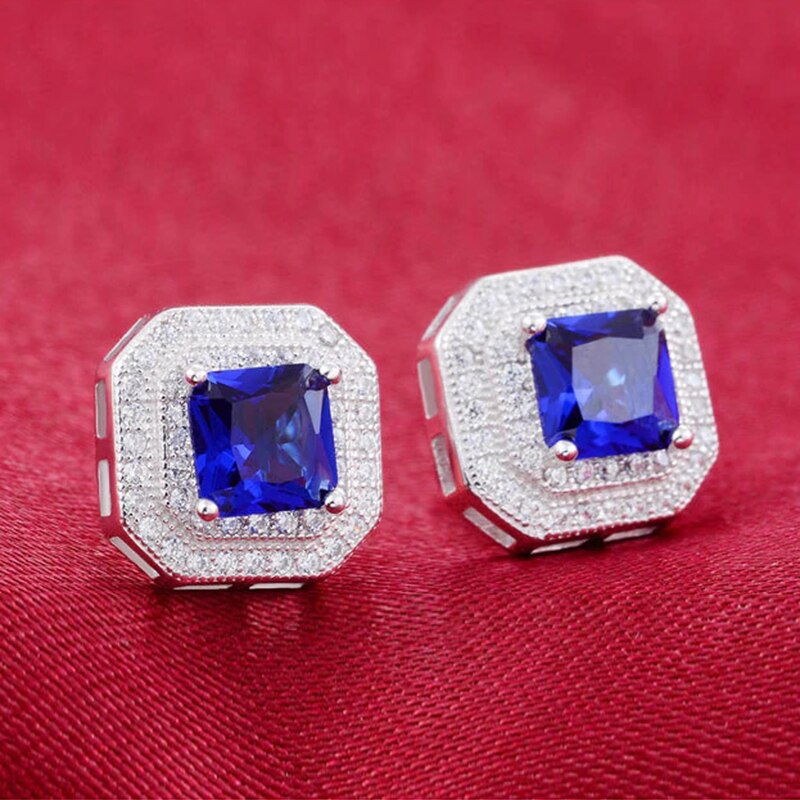 CAOSHI Delicate Stud Earrings for Women Brilliant Blue Crystal Zirconia Accessories Trendy Female Party Jewelry Exquisite Gift - luckacco