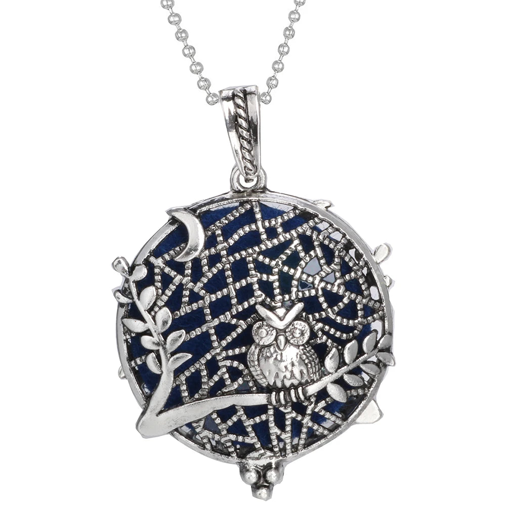 luckacco aromatherapy necklace tree of life diffuser jewelry vintage open locket pendant essential oil perfume aroma diffuser necklace